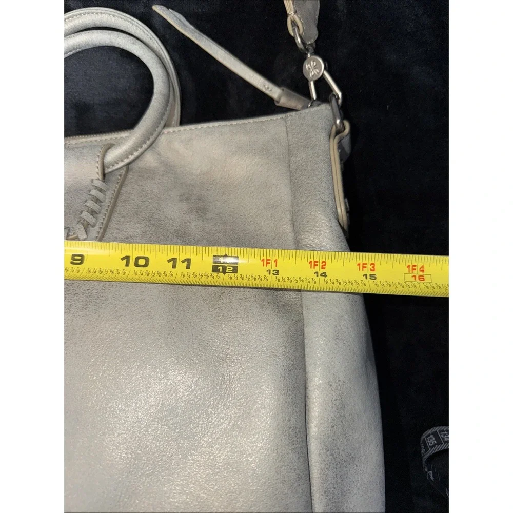 Hobo Int'l Sheila Buffed Gray silver Leather Large Shoulder Crossbody Bag Purse